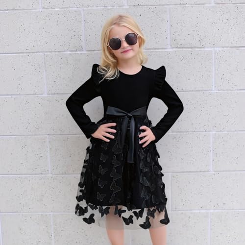 Image of Toddler Little Girls Casual Dresses Short Sleeve Crew Neck Graphic Cartoon Dress for 2-8 Years