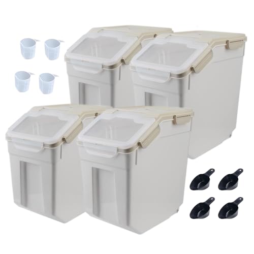 Large Flour Storage Container Bin 25lb (4Pack) with Wheels