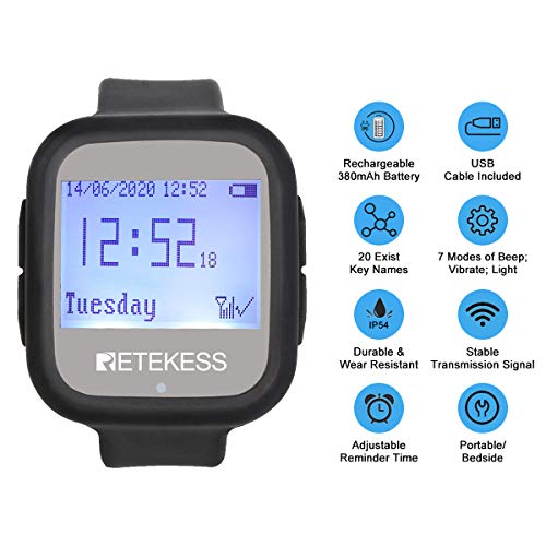 Retekess Td106 Caregiver Pager,Smart Pager System,Max 500 Call Buttons,Long Life,7 Prompt,1 Waterproof Watch Receiver For Seniors,Nurse,Waiter,Staff #TOP3