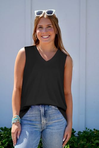 Tank Top for Women V Neck Summer Sleeveless T Shirt Tunic Casual Loose Fit Blouses3