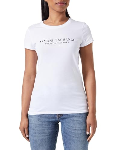 Armani Exchange Women's Slim Fit Milano New York Crewneck T-Shirt White,M