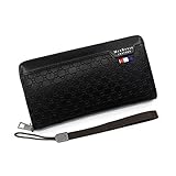 Eshow Herren Handgelenkhandtasche PU Leder Clutch Tasche Multi-Tasche elegant große Kapazität mit Bargeld und Kartenfächer für Arbeit Reisen Alltag