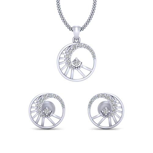 Juego de pendientes con colgante de diamante en plata de ley 925 de alta joyería