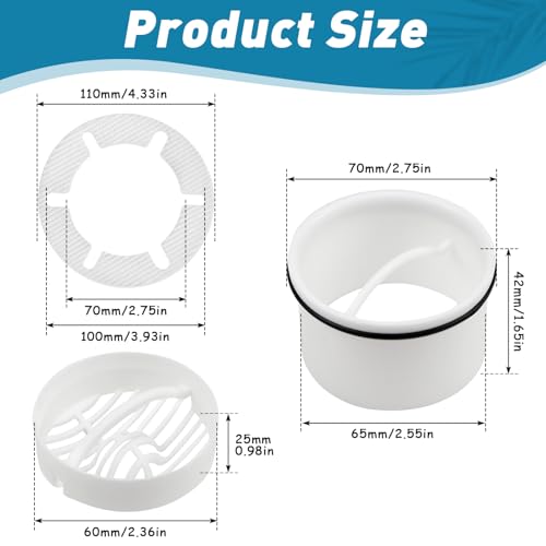 WPPQWP Haarsieb Dusche, Haarfänger Dusche 7 cm, Duschablaufset (Haarsieb + Tauchrohr), Abflusssieb Dusche, Ersatzhähne für Duschabläufe, kompatibel Tempoplex 6961,6962,6963