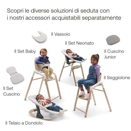 Bugaboo Giraffe Sedia Evolutiva In Legno, Seggiolone Regolabile In 1 Secondo, Sicura E Resistente, Utilizzabile Dalla Nascita In Combinazione Con Il Set Neonato (Venduto Separatamente), Bianco - 5