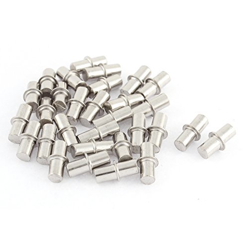 6mm x 17mm Furniture Metal Shelf Support Pins Silver Tone 30 Pcs