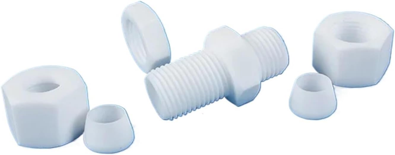 1PC Bulkhead 1 2 3 4 6 8 10-35mm Tube OD PTFE Compression Bulkhead Compression Union Connector Coupler Fitting Anti-corrosion High Temperature Resistance(12mm)