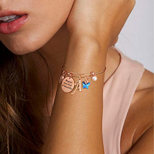 Yoosteel Butterfly Charm Bracelets For Women Girls, Inspirational Bracelet Expandable Initial Butterfly Bracelets Gifts For Girls Jewelry With Letter K #TOP1
