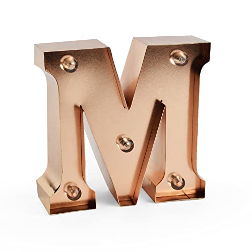 Legami - Mini Lettera Decorativa Luminosa, Gancio Posteriore, Tasto ON/off, 3 Batterie già Incluse, Luce Color Bianco Caldo, Lettera M