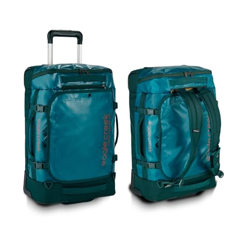 Eagle Creek Cargo Hauler XT Wheeled International Carry On Luggage Duffel with Telescoping Handle and Straps, Lockable U-Lid, Top Compartment, and Compression Straps, Arctic Seagreen - 30L/22"