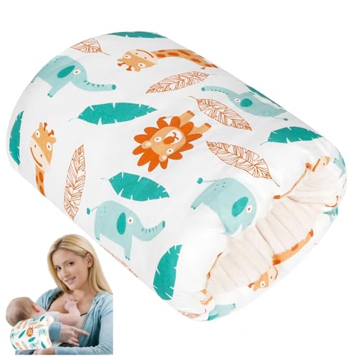 Image of Povkufii Baby Feeding Arm Pillow，Nursing Arm Pillows for Breastfeeding，Soft Cotton for Newborn, More Support for Mom and Baby,Portable and Washable,Ergonomic Nursing Essentials（White Elephant）