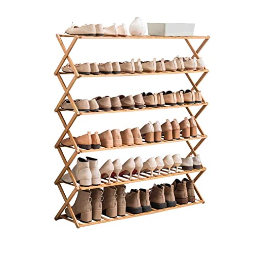 Meuble à chaussures en bambou pliable sans montage contre le désordre d'entrée