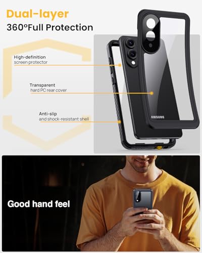 Image of Lanhiem for Samsung Galaxy S25 Edge Phone Case, IP68 Waterproof Dustproof Case with Built-in Screen Protector, Rugged Full Body Protective Cover for Galaxy S25 Edge 6.7 Inch, Black