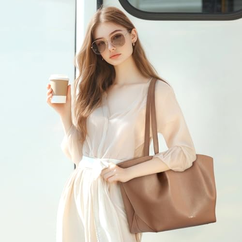 Image of Missnine Large Work Tote Bag for Women with Felt Organizer Insert, Designer Handbags Pu Leather Weekender Bag for Travel