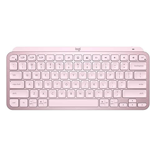 Image of Logitech MX Keys Mini Minimalist Wireless Illuminated Keyboard with Free Adobe Subscription, Compact, Bluetooth, Backlit, USB-C, Metal Build-Rose