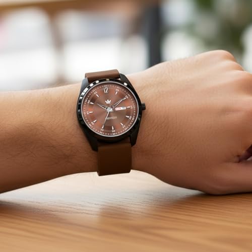 Image of CRESTELLO Silicone Strap Analog Wrist Watch with Day-Date Display for Men | 1 Year Warranty* | CR-BK205