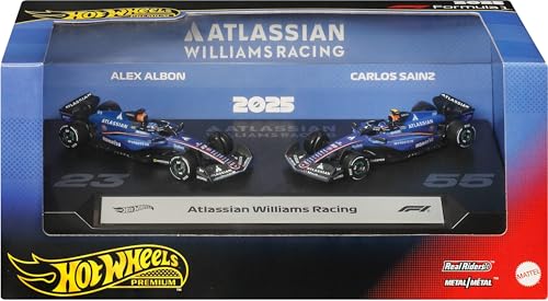 Hot Wheels Premium Formula 1 Atlassian Williams Racing 2-Pack | Set of 2 1:64 Scale Toy Racecars Featuring 55 Carlos Sainz & #23 Alexander Albon - image 6