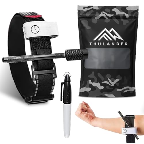 Torniquete Táctico con Varilla de Aluminio y Bolígrafo de Emergencia – Kit Supervivencia y Primeros Auxilios Militar, Policial, Coche, IFAK, Hemorragias, Outdoor y Uso Profesional