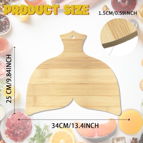 Tabla de Cortar de Madera en Forma de Cola de Ballena 34x25x1.5 cm miniatura 2