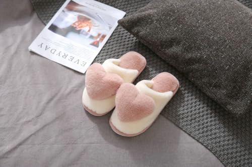 Women's Fuzzy Slippers Sweet 3D Heart Slip-on Bedroom Shoes Fall Winter Plush Non-slip Platform Slippers Valentine's Day Gift2