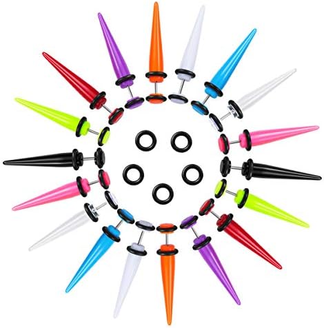 NASAMA8pair Acrylic Stud Earrings Barbell Fake Gauges Kit Faux Plugs 16 Pieces