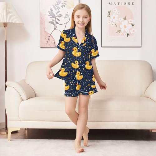 Rubber Ducks Cute Print Pajamas Set Summer Button Down Sleepwear Pjs Sets Comfy Loungewear4
