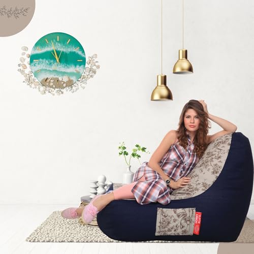 Image of Style Homez Urban Design Denim Canvas Abstract Printed Chair Bean Bag XXL Size Filled with Beans Fillers