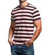 RGJU Mens Striped T Shirt Short Sleeve Crewneck Fitted Everyday Tshirt Casual Tee Regular Fit