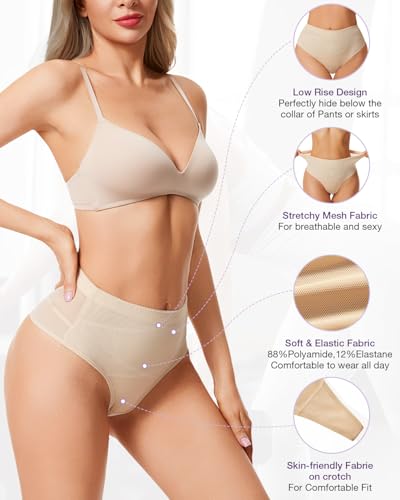 Tummy Control Thong Shapewear for Women Low Rise Thong Panties Seamless Body Shaper Girdle Underwear2