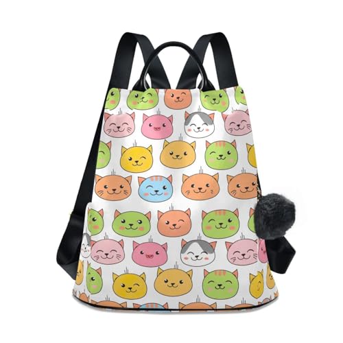Sac à dos femme poche zippée motif chat pour voyager sereinement