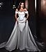 Plus Size Wedding Dresses for Women Off Shoulder Pleats Satin Strapless Bridal Gown Detachable Train Long Beach Mermaid Bride Dress Lace Up Back Style3 Ivory US18W
