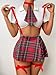 KJSUHFN Sexy Schoolgirl Lingerie Set for Women - Cosplay Roleplay Costume Halloween Outfit (White Red, Small)