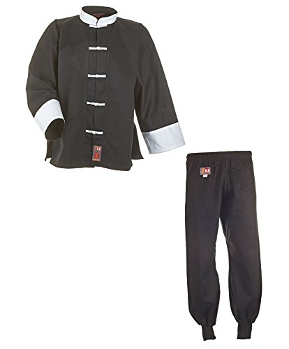Kung Fu Combinaison, de Tai Chi, Wu Shu 9502 Noir/Blanc Coton Taille. 110-200. Taille 170 schwarz/weiß