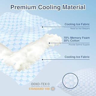 Cooling Bed Pillows Queen Size 2 Pack for Sleeping, Memory Foam Pillow Double Sided Cooling Pillow with Washable Cover for Hot Sleepers Side Back and Stomach Sleepers