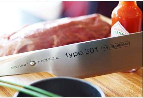 Chroma P01 Chef’s Knife Type 301 by F.A. 10″ Professional Kitchen Knife Japanese 301 Steel Blade Razor Sharp, Ergonomic Steel Handle Chopping, Mincing, Dicing, Crushing Hostess Cooking Gifts - Thumbnail 5