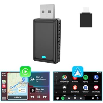 Adaptador automotivo 2 em 1 sem fio CarPlay Android Mini USB Dongle, Plug & Play, converte CarPlay original com fio para carro sem fio, para carros 2016-2023 com CarPlay com fio de fábrica | Android