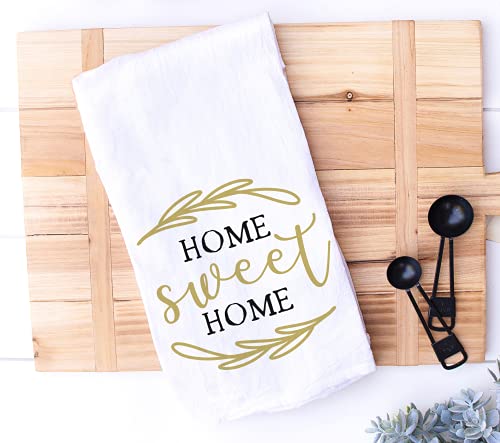Handmade Kitchen Or Bathroom Towel - Home Sweet Home - 100% Cotton Funny Flour Sack Hand Towel For Kitchen - 28X28 Inch Perfect For Housewarming-Christmas- New Home Gift #TOP1