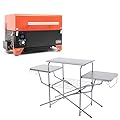 ASMOKE AS350DC Orange Pellet Grill Combo with Ultra-Lightweight Portable Folding Grill Table, Easy Carry Camp Kitchen Station, Foldable Outdoor Table for Camping & Tailgating