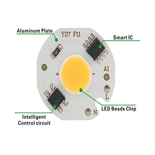 KKmoon Lâmpada L-ED branca 10W COB Chip 220V IC Inteligente Sem necessidade de driver Lâmpada L-ED p