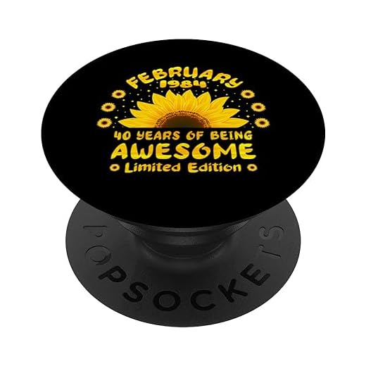 40 cumpleaños 40 años amante del girasol nacido en febrero 1984 PopSockets PopGrip Intercambiable