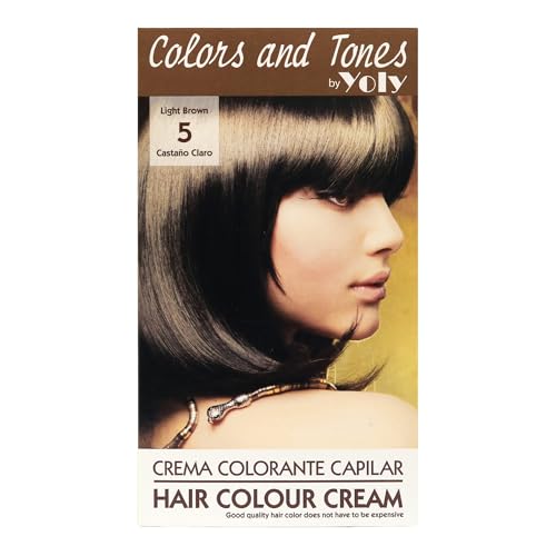 Yoly Color and Tones Permanent Hair Color Cream - 5 Light Brown - Natural-Looking, Luminous Tones -...