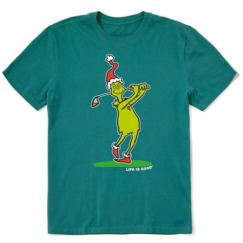 Life is Good Men's Crusher Holiday Tee Shirt, Short Sleeve Cotton Graphic T-Shirts, Grinch Mulligan Hooligan4
