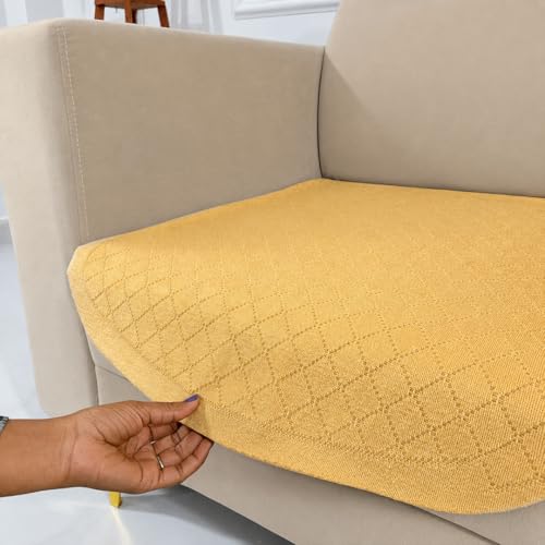 Image of Homerz Premium 'Surya Series' Sofa Cover | Stylish Sofa Protector | Net Fabric | Anti-Stain & Washable Slip Cover Exact Size Antislip (New Jerry Chikku, 1 Seater, Only Seat Cover)
