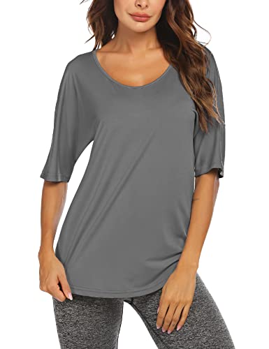 Womens Hiking Shirt Moisture Wicking Upf 50+ Plus Size Sport Active Workout Tops Dark Gray Xl #TOP3