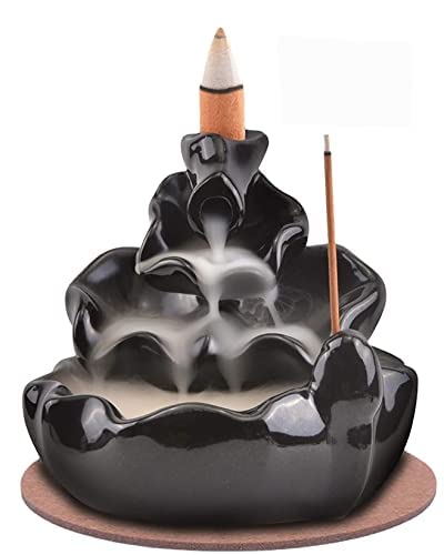 PalakHandicarft Sitting Smoke Incense Burner Holder with Scented Cones, 11 cm, Black – Handmade Indian Handicraft Decor, Traditional Rajasthani Figurine for Home & Office