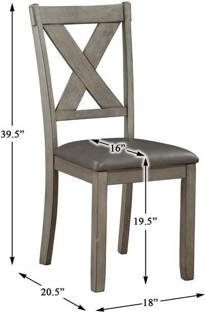 Diagram showing the dimensions of a dining chair: 18 inches wide, 20.5 inches deep, and 39.5 inches high, with a seat height of 19.5 inches.