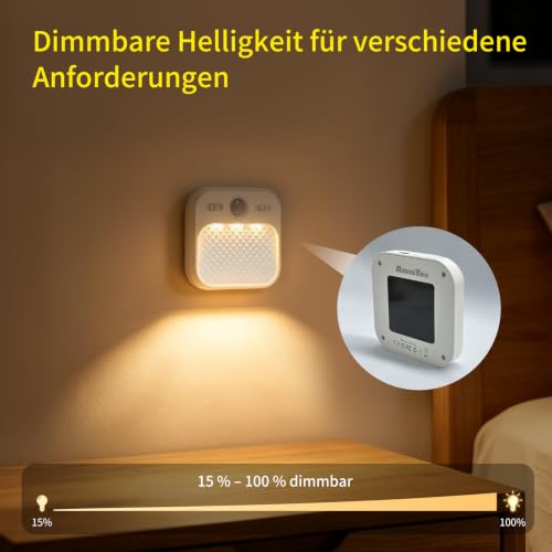 AmmToo Nachtlicht mit Bewegungsmelder, USB-C Wiederaufladbar 2 Stück Lamp – Bild 5