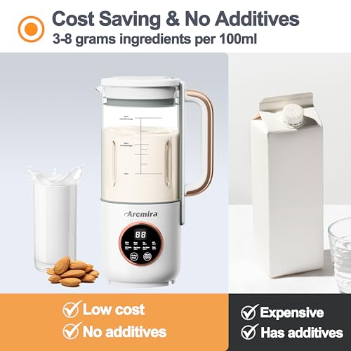 Image of Automatic Nut Milk Maker, 35 oz(1000ml) Homemade Almond, Oat, Soy, Plant-Based Milk and Dairy Free Beverages, Almond Milk Maker with Delay Start /Keep Warm /Boil Water, Soy Milk Maker with Nut Milk Bag