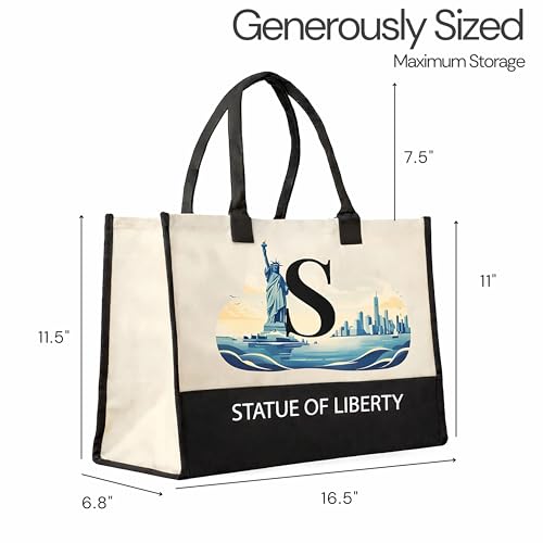 Image of Salt Earth Cotton Canvas Tote Bag - Alcatraz Island Landmark Design with Custom Initial, Durable Shoulder Bag for Women
