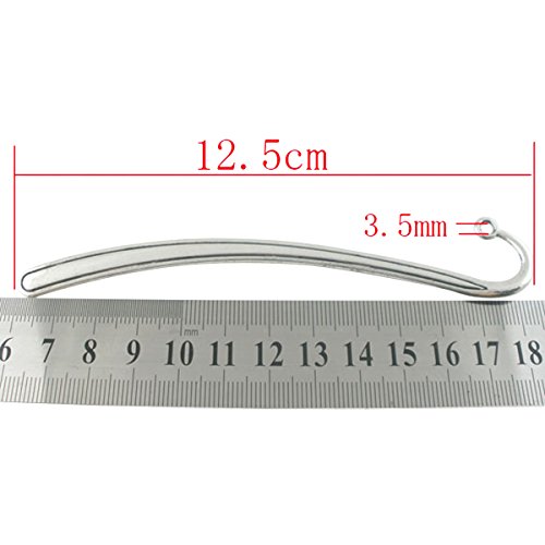 Housweety Silver Tone Blank Bookmarks Findings 125Mm(4 7/8Inch) 5Pcs #TOP1